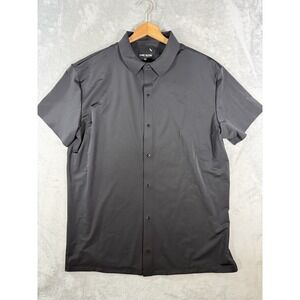 Stone Falcon Shirt Mens XL Black Nylon Short Sleeve Snap Button Up